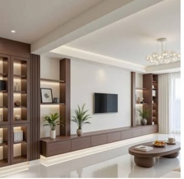 Salon TV moderne sur mesure avec éclairage LED intégré