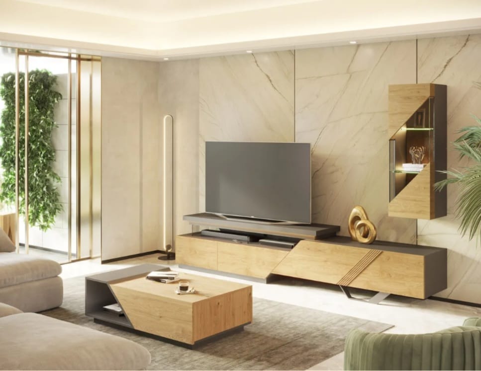 Salon TV moderne sur mesure avec éclairage LED intégré