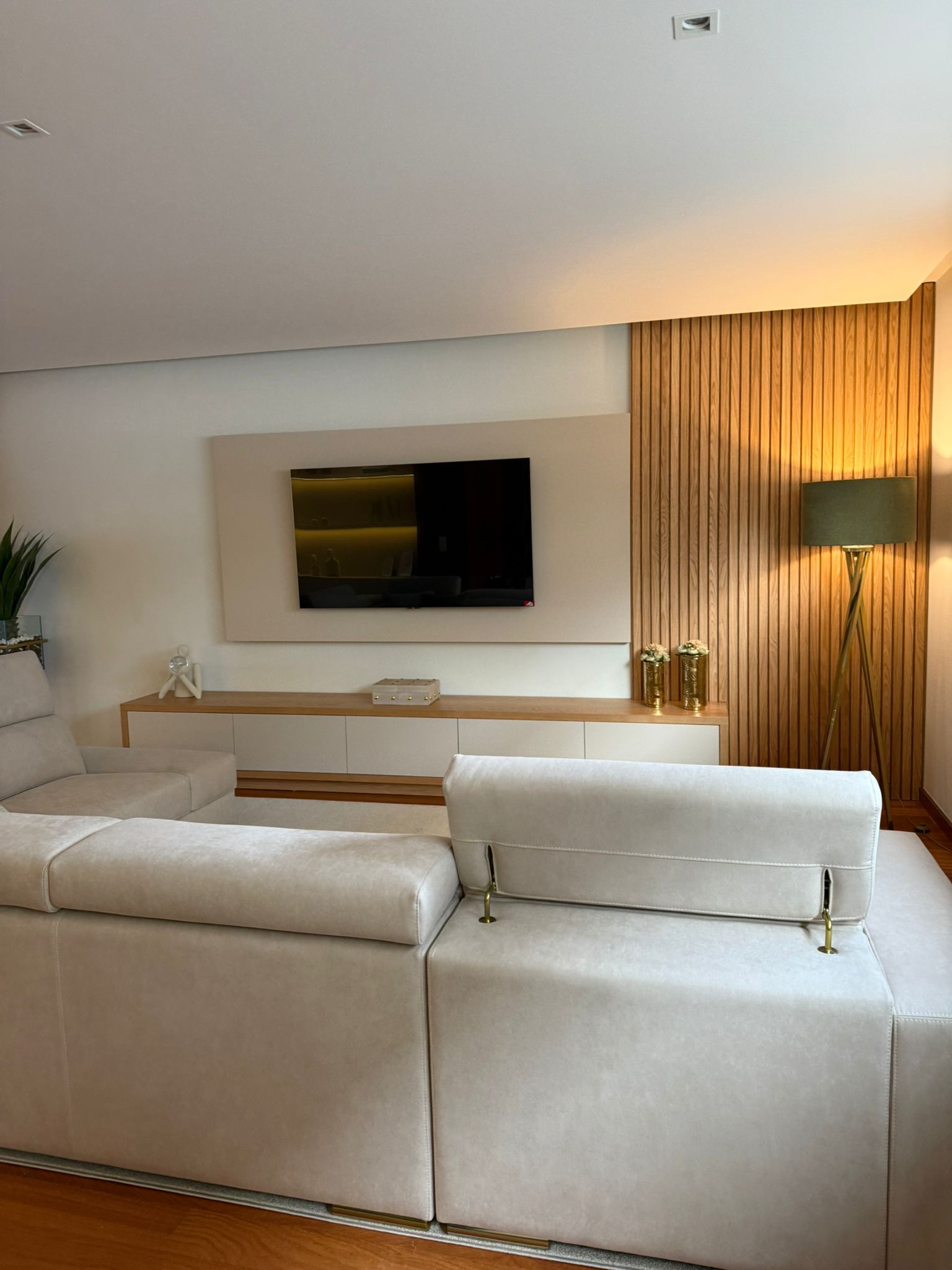 Salon TV moderne sur mesure avec éclairage LED intégré