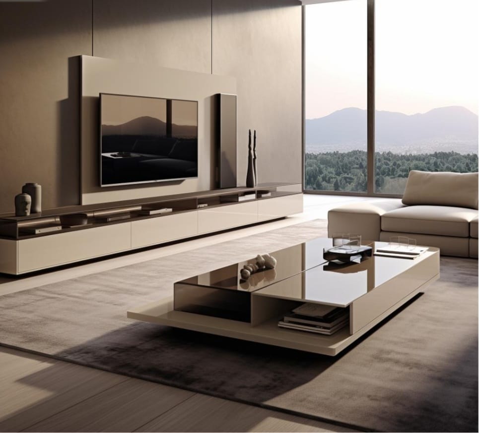 Salon TV moderne sur mesure avec éclairage LED intégré
